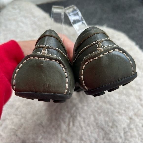 Eddie Bauer: Sage Green Slip On Exposed Stitching Square Toed Slip On Loafers - Picture 9 of 13